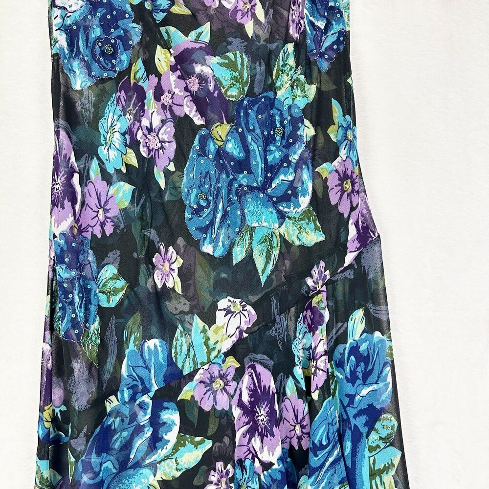 Vintage Connected Apparel Beaded Floral Whimsigoth Midi Dress Size Large Fairy - Picture 7 of 8